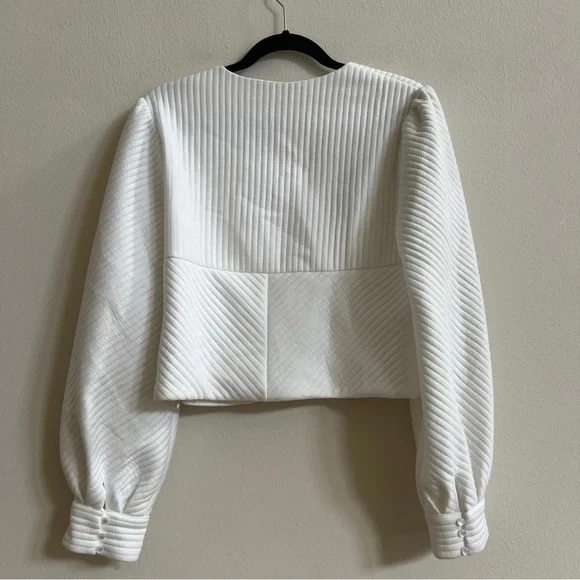 Anthropologie Eri And Ali White Ribbed Long Sleeve Cropped Sweater Size XL NWOT - Picture 2 of 2